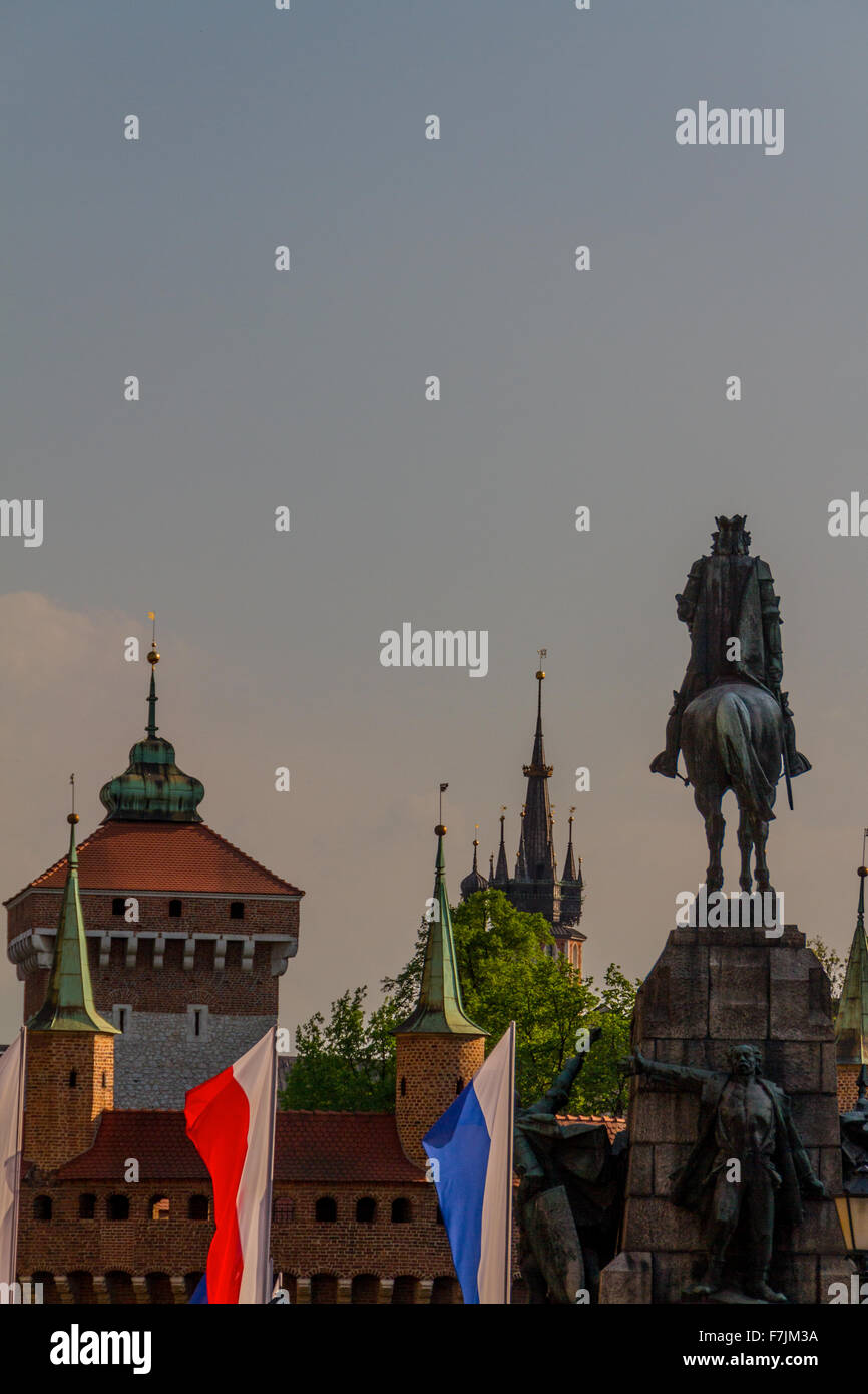 Bataille de Grunwald monument situé dans la vieille ville de Cracovie Banque D'Images