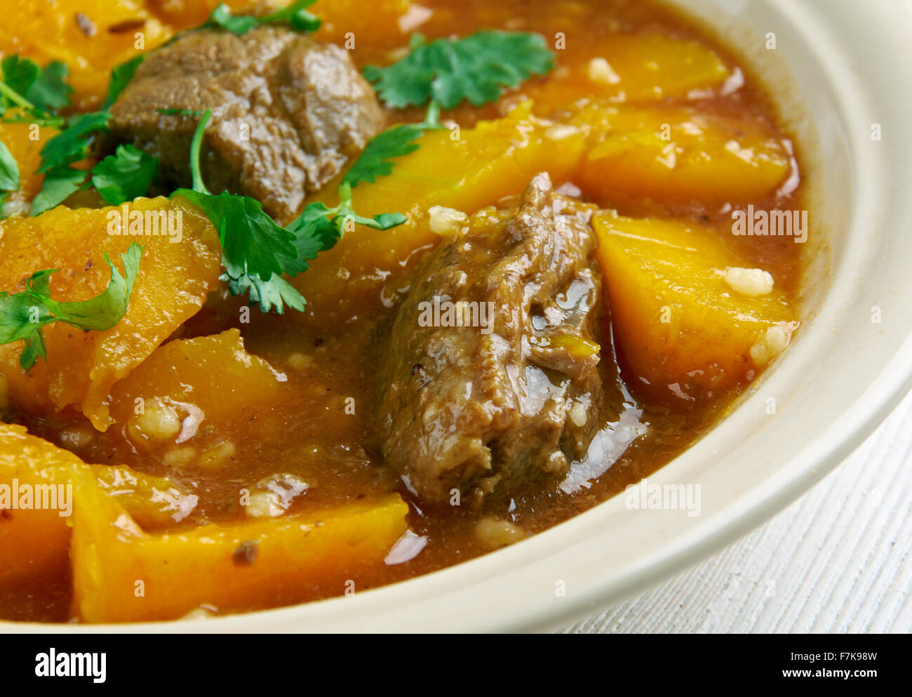 Ragoût de boeuf et de courge Butternut, cuisine Française Banque D'Images