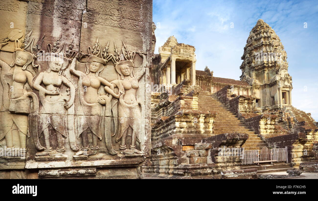 Temple d'Angkor Wat, au Cambodge, en Asie (UNESCO) Banque D'Images