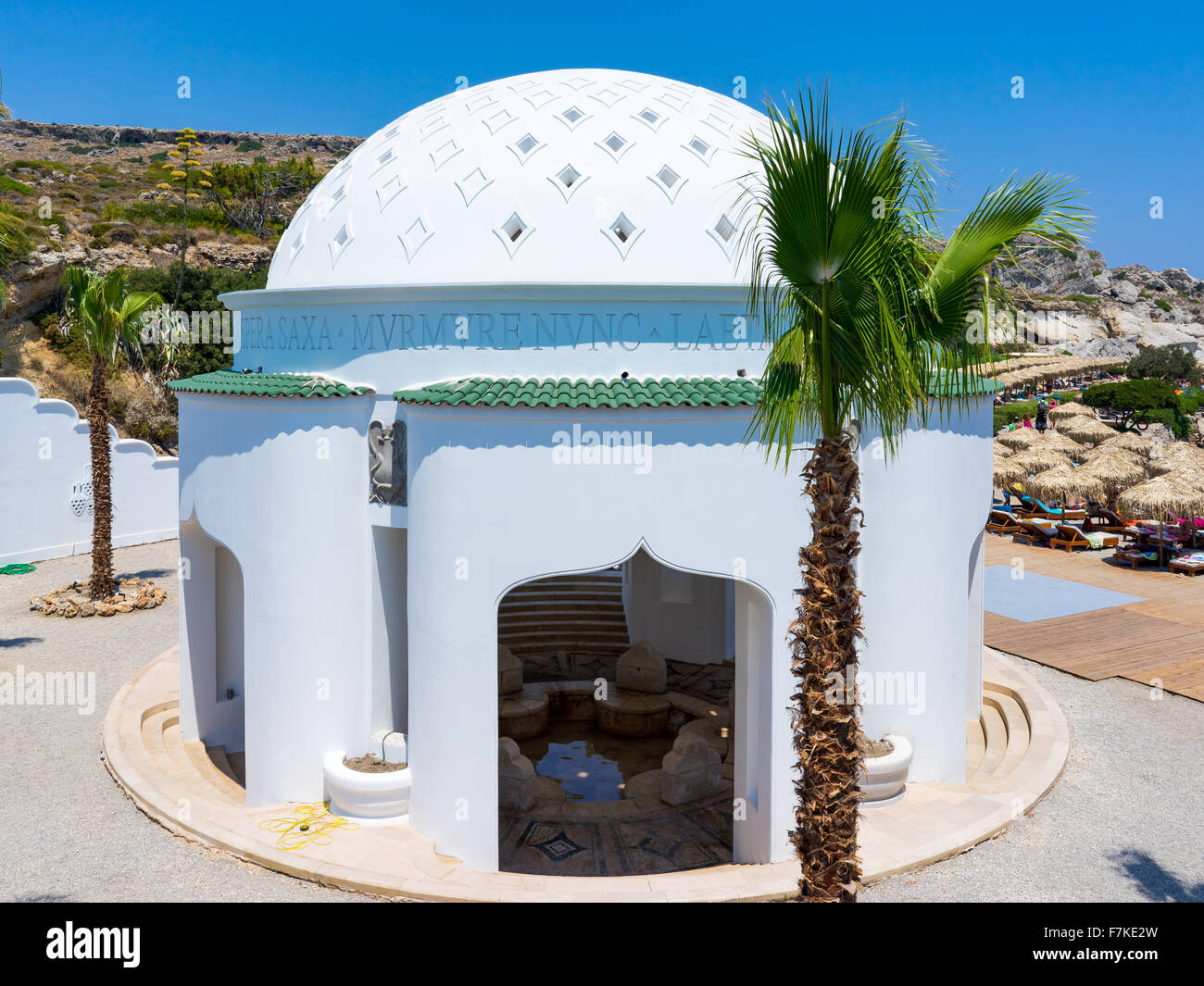 Les beaux bâtiments à Kalithea Springs conçu par Pietro Lombardi dans les années 1930, l'île de Rhodes Grèce Europe Banque D'Images