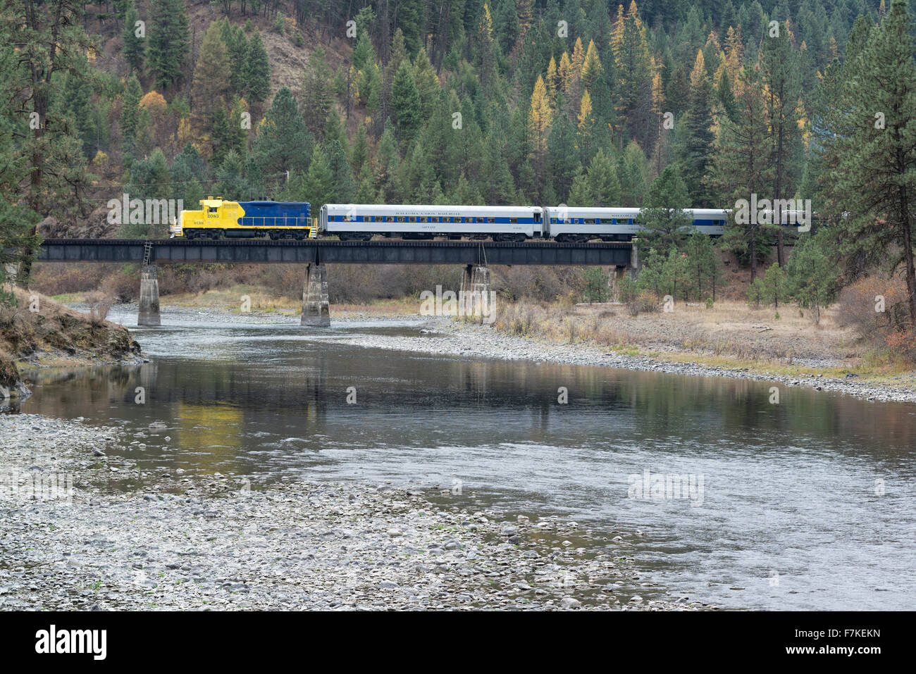 Cap de l'aigle croisement Train d'Excursion de la rivière la Grande Ronde, au nord-est de l'Oregon. Banque D'Images