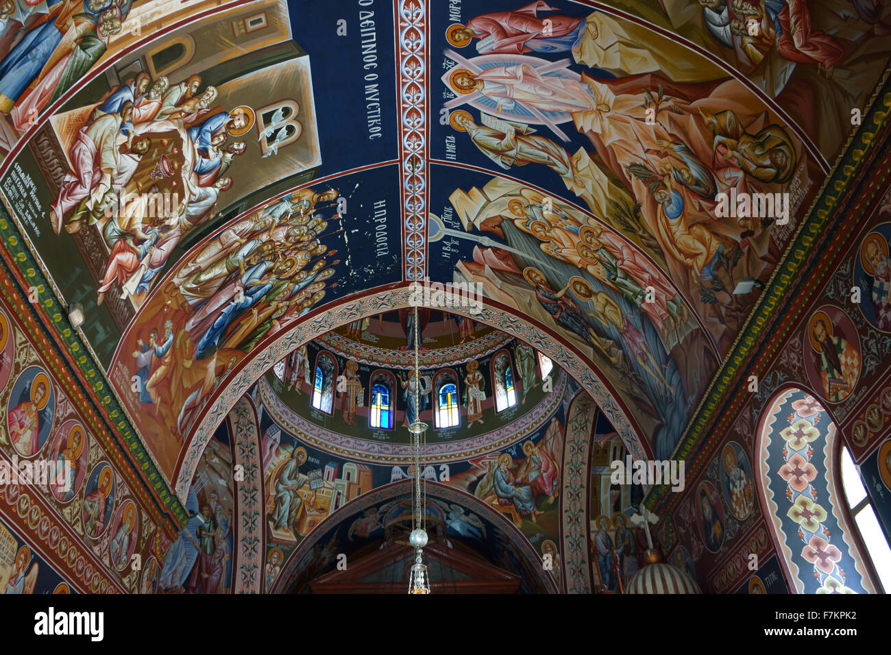 Arsani monastère, Sainte Eglise de Saint Marc de la mort, de l'intérieur de fresques, île de Crète, Grèce Banque D'Images