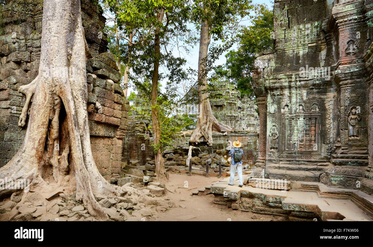 Les ruines de Ta Prohm Temple, Angkor, Cambodge, Asie Banque D'Images