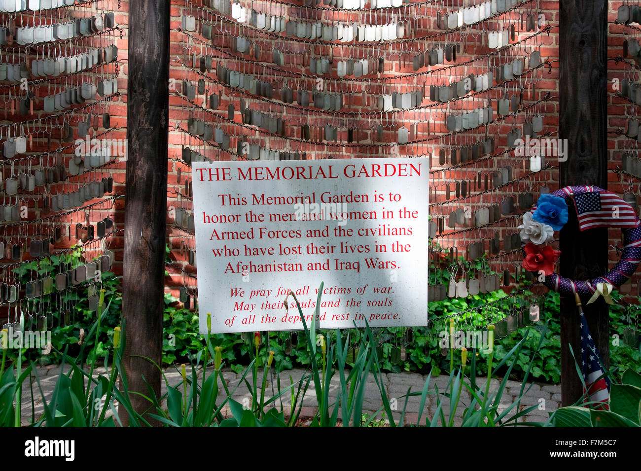 Jardin du souvenir, en l'honneur des soldats des Forces armées tombés qui sont morts en Afghanistan et l'Iraq Wars, l'extrémité nord, North Church, Boston, MA Banque D'Images