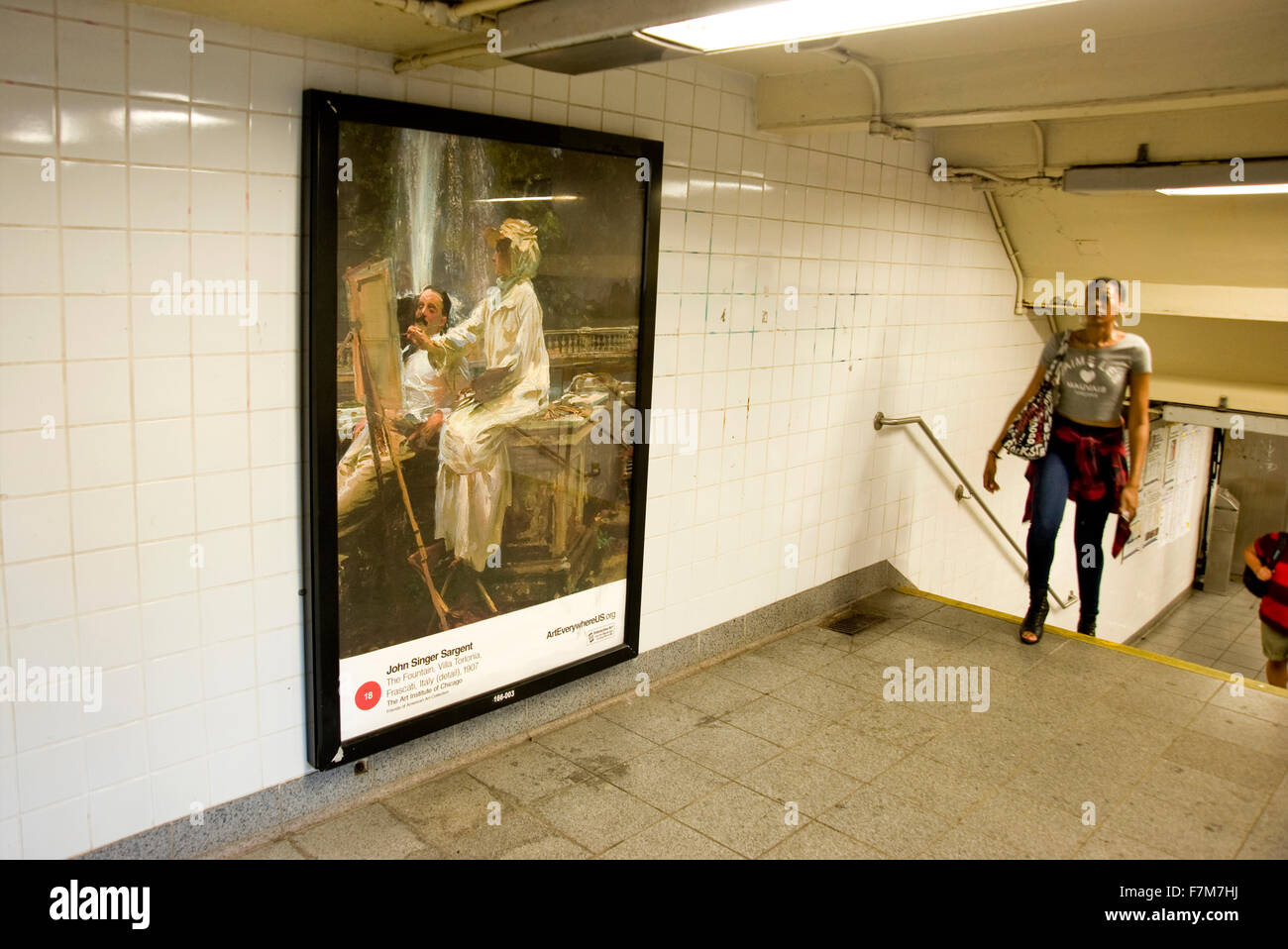 John Singer Sargent peinture reproduite sur panneau publicitaire dans une station de métro dans le cadre de l'événement partout l'Art à New York Banque D'Images
