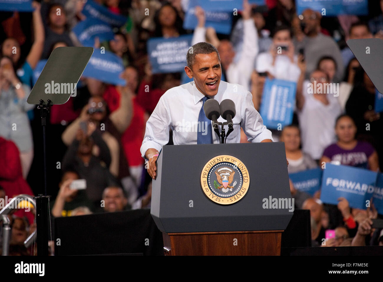 Le président Barack Obama lors de la campagne présidentielle, Rassemblement le 24 octobre 2012, Doolittle Park, Las Vegas, Nevada Banque D'Images