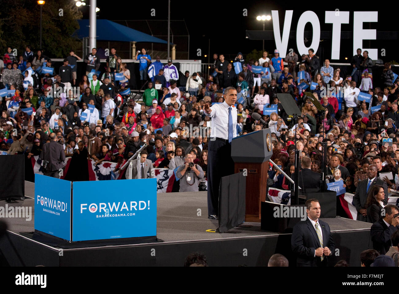 Le président Barack Obama lors de la campagne présidentielle, Rassemblement le 24 octobre 2012, Doolittle Park, Las Vegas, Nevada Banque D'Images