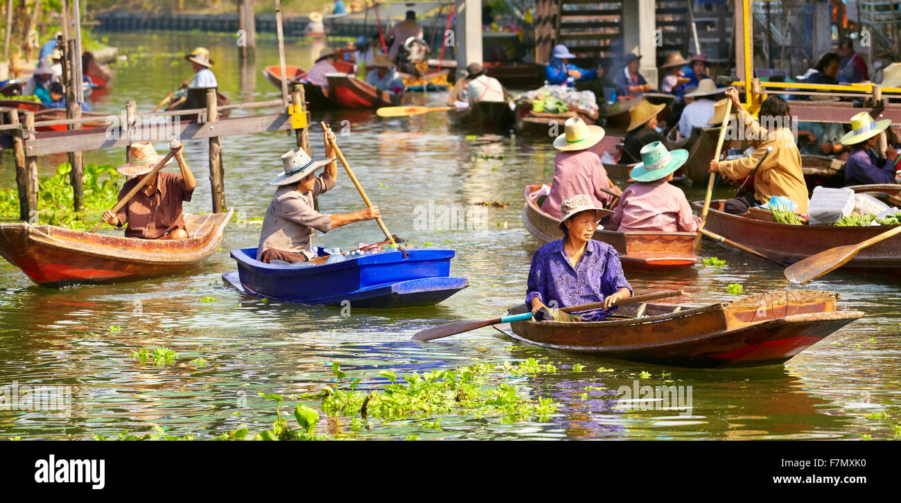 Bangkok - Tha Kha Marché flottant près de Bangkok, Thaïlande Banque D'Images