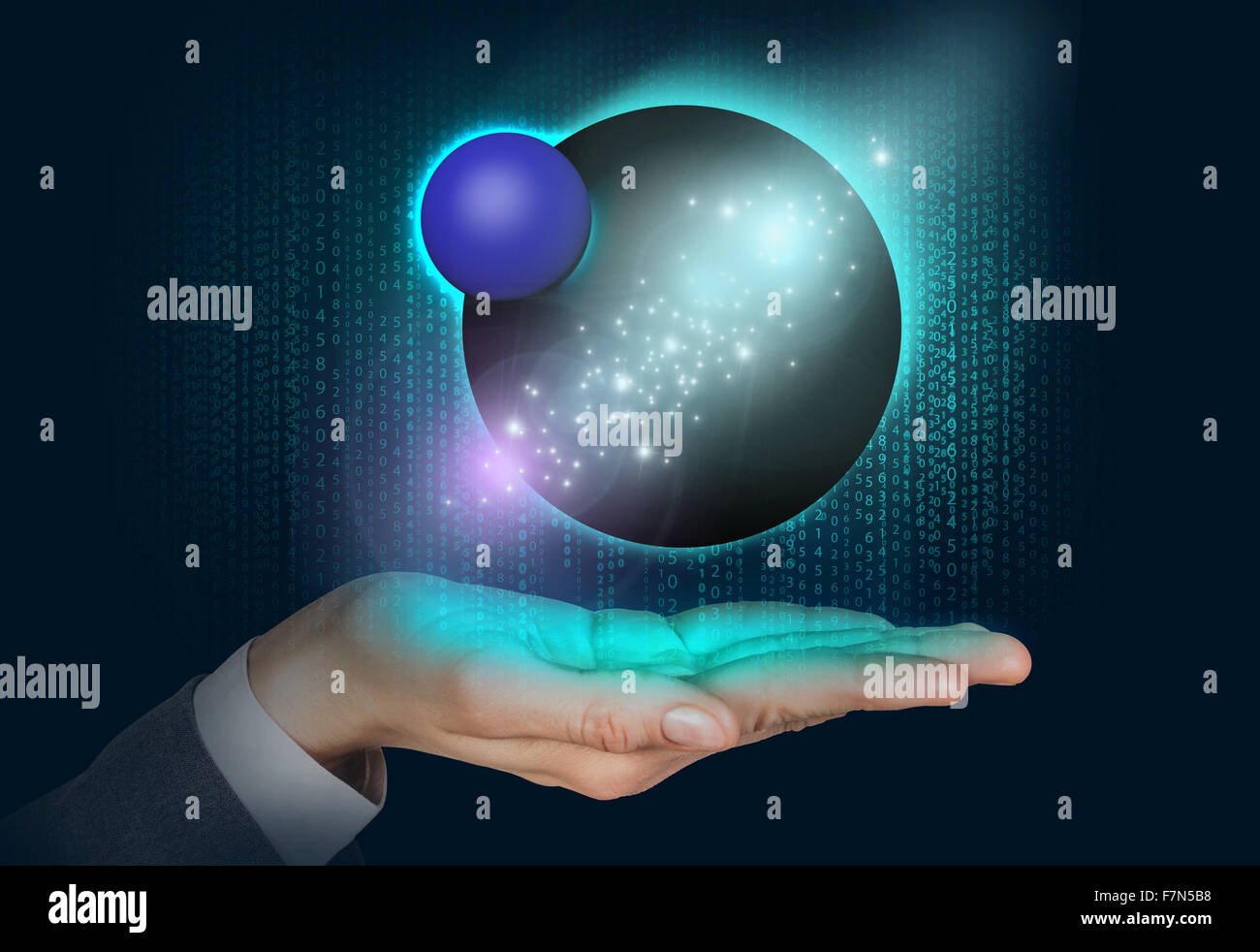 Planètes flotte sur la main Banque D'Images