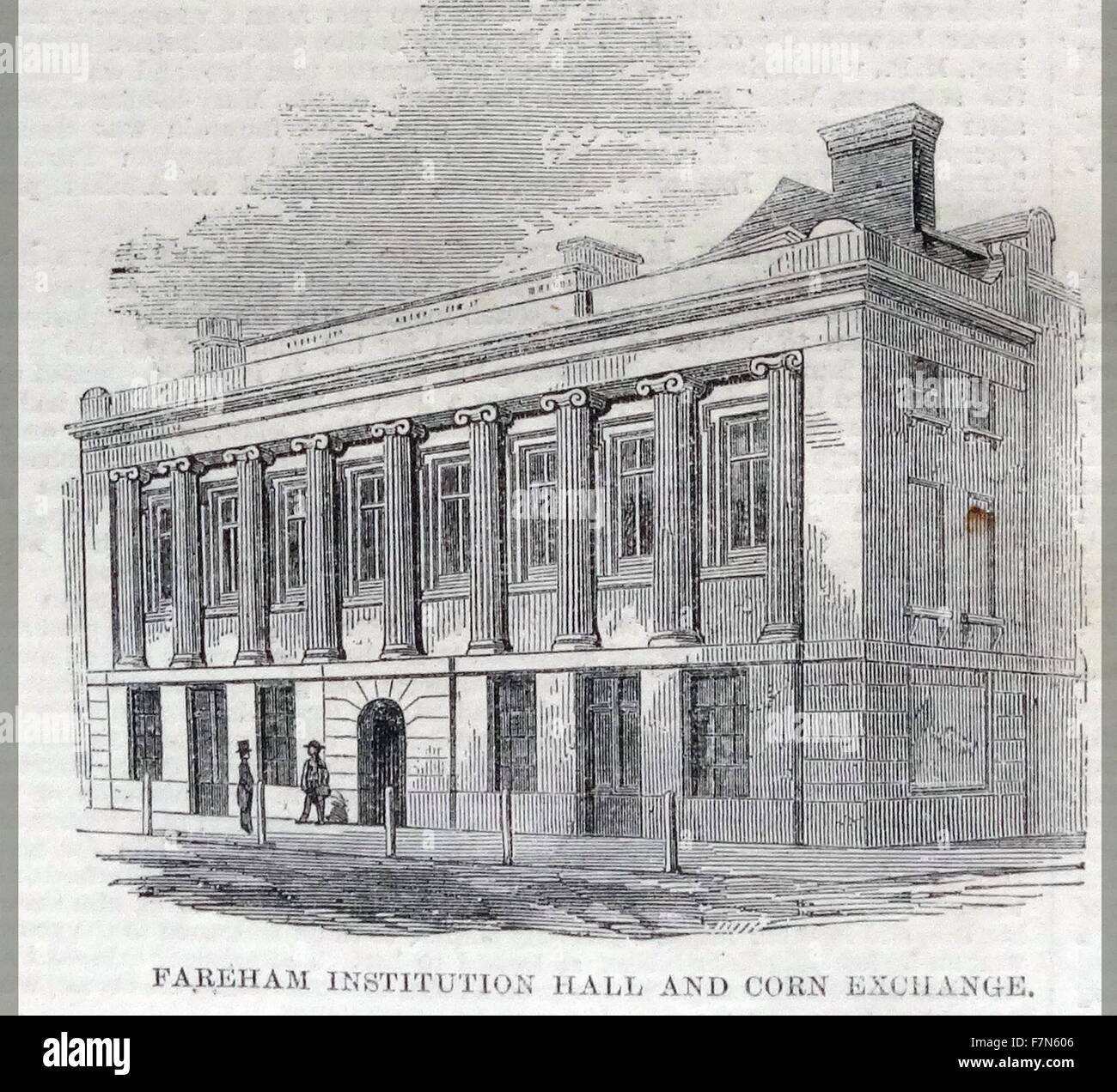 Institution Fareham Hall et Corn Exchange. 1860 Banque D'Images