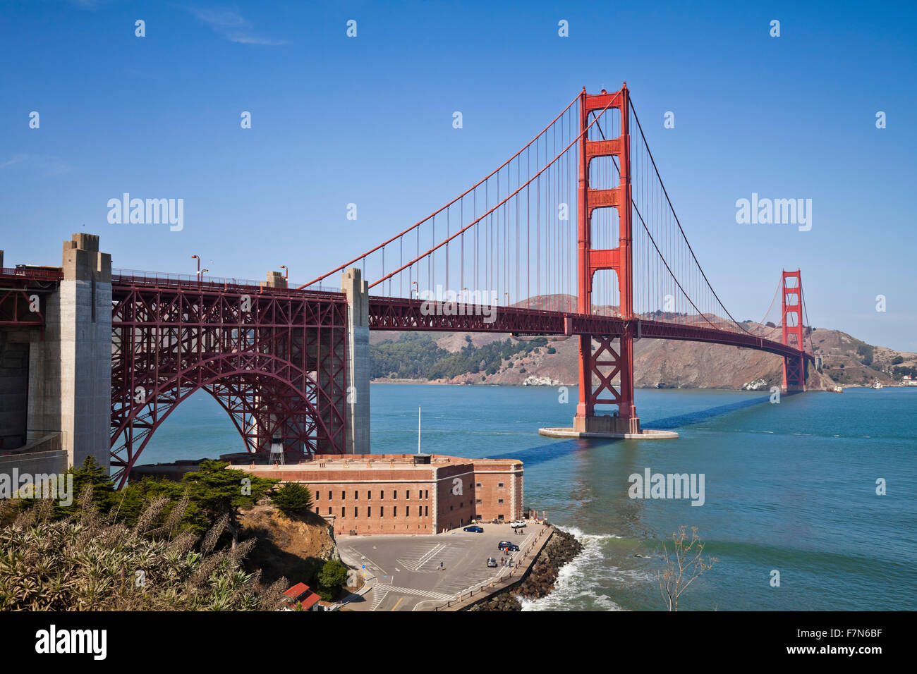 Le célèbre Golden Gate Bridge, San Francisco, Californie, États-Unis Banque D'Images