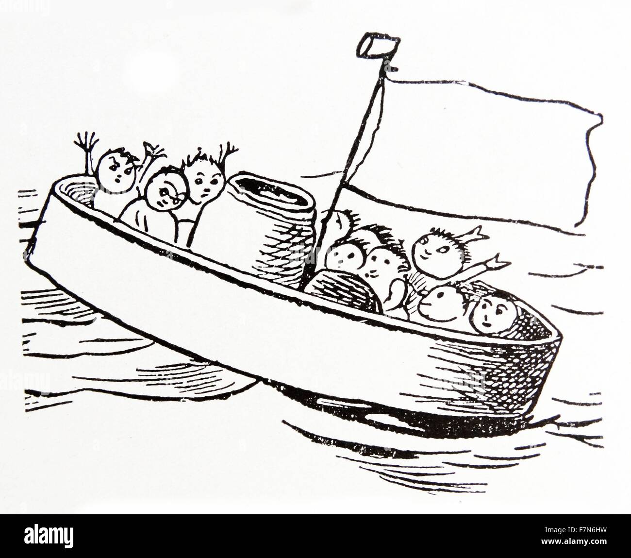 Le Jumblies characaters par Edward Lear (1812 - 1888) English Artiste, illustratrice, auteur et poète, et il est connu aujourd'hui surtout pour ses non-sens littéraire dans la poésie et prose et surtout ses poèmes humoristiques, Banque D'Images