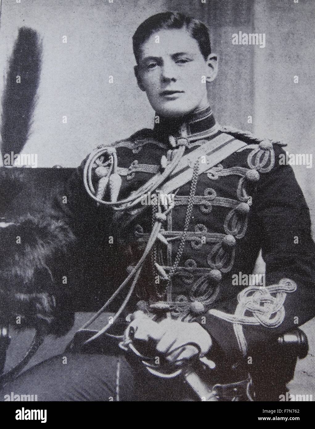 Winston Churchill en uniforme militaire, 1895. Churchill (1874-1965) Premier Ministre du Royaume-Uni à partir de 1940-1945. Banque D'Images
