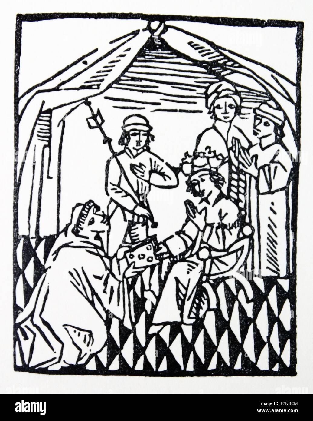 Speculum Regiminis, alias Catho par moraliza Philippes di Pergamo, gravure sur bois, 1480 Banque D'Images
