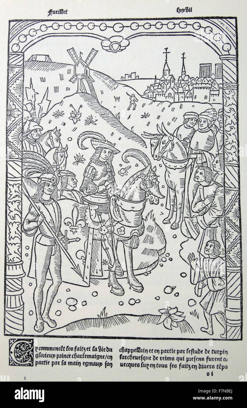 Gravure sur bois, pfrom Les grandes chroniques des rois de France (Grande chroniques des rois de France), 1514 Banque D'Images