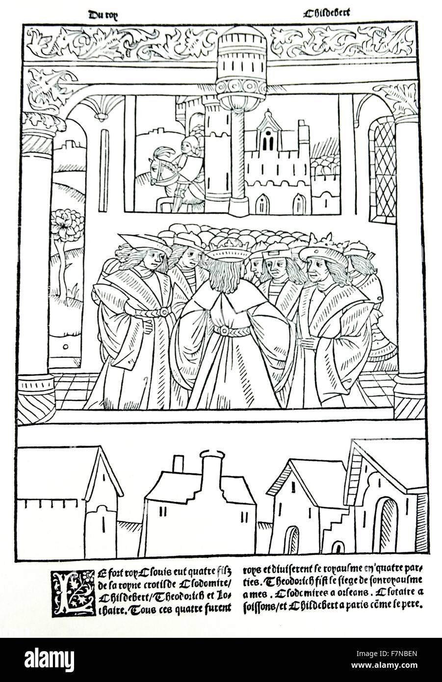 Gravure sur bois, pfrom Les grandes chroniques des rois de France (Grande chroniques des rois de France), 1514 Banque D'Images