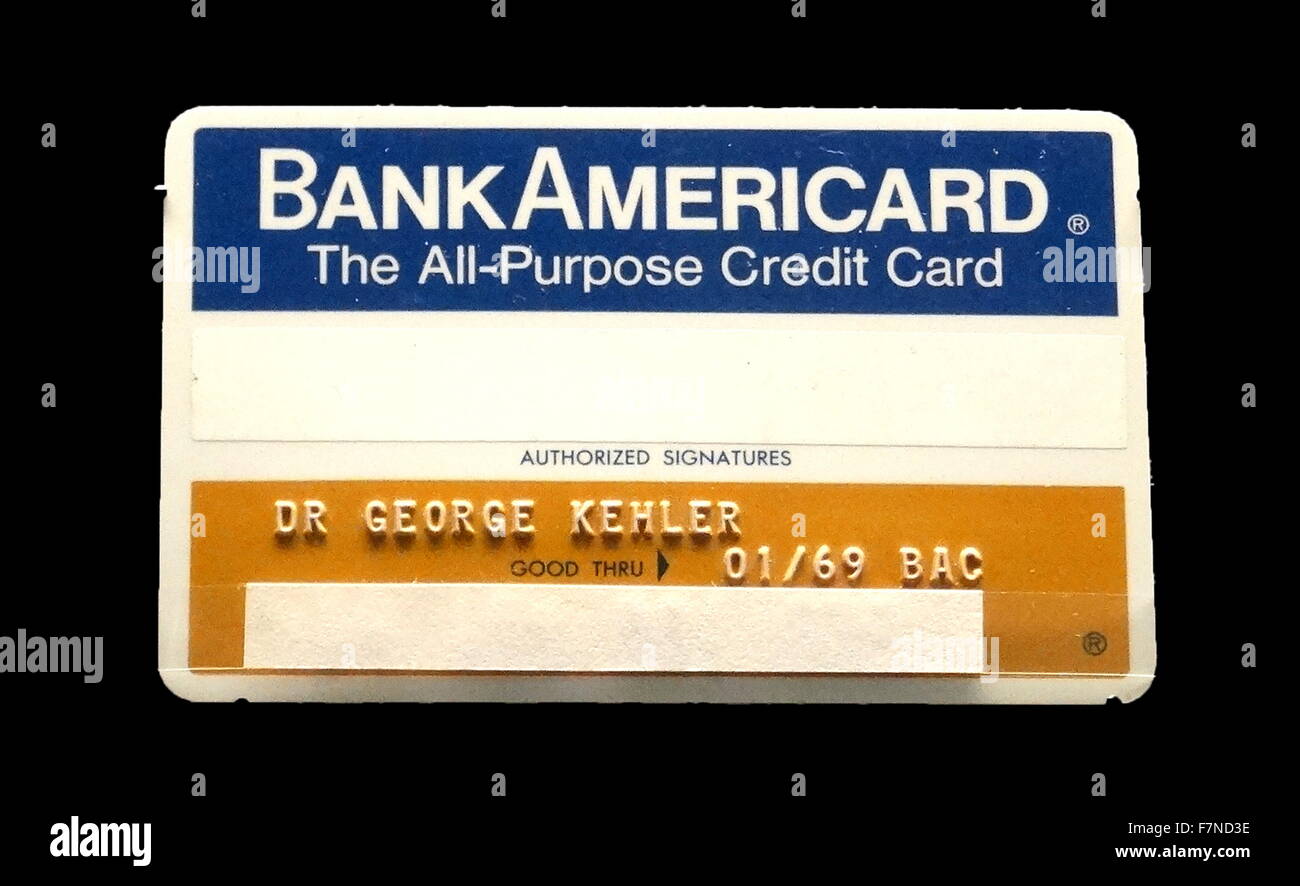1969 premier tous-usages Banque Americard, carte de crédit (Visa), au plus tard Banque D'Images