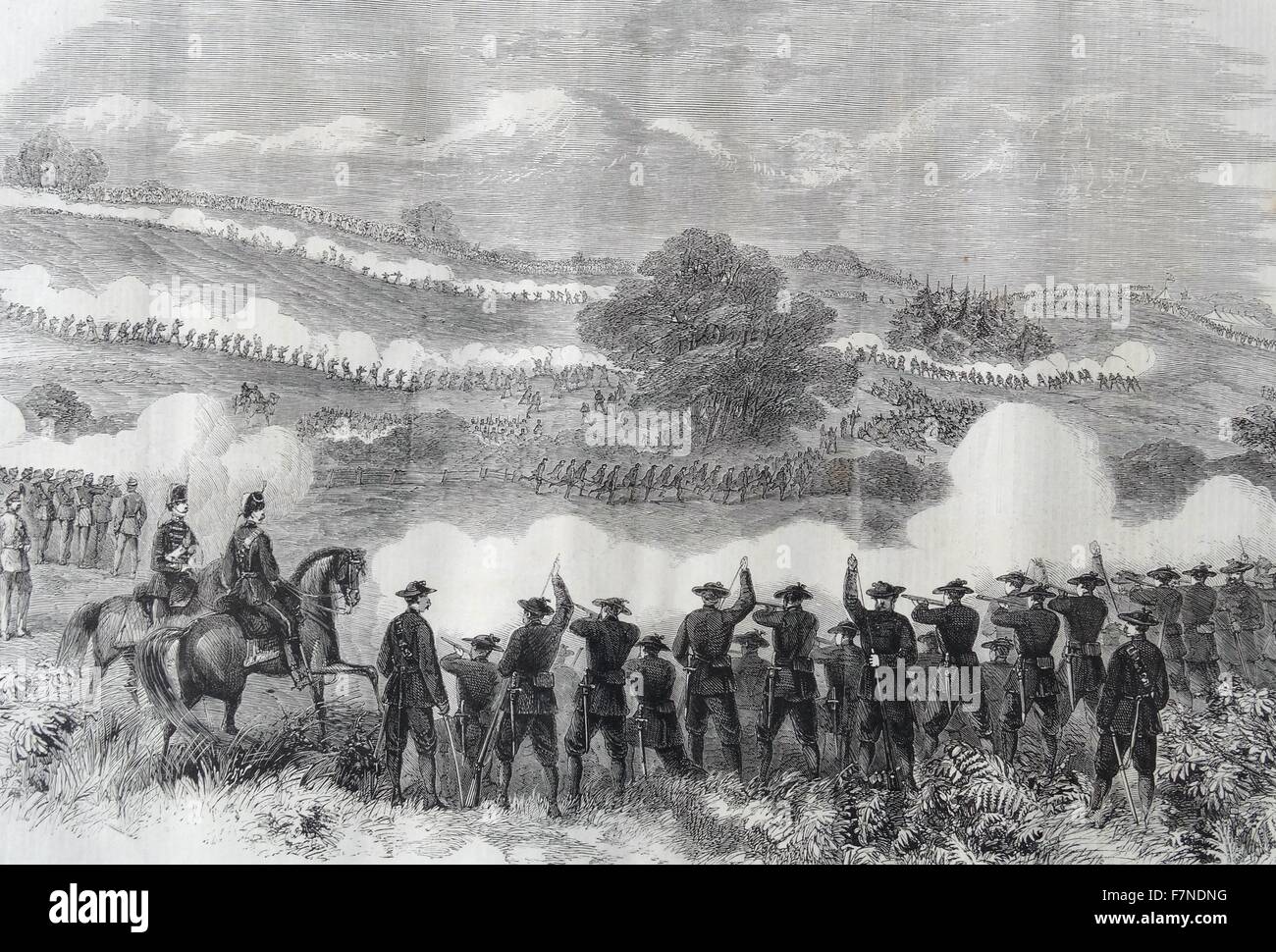 Des soldats italiens au cours d'une bataille dans le soulèvement de 1860 Italien Banque D'Images