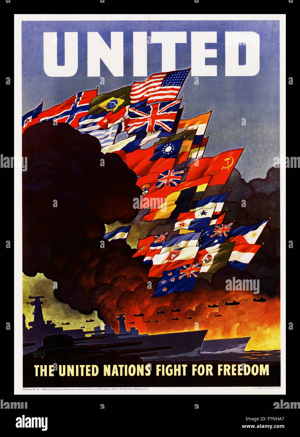 Organisation des Nations Unies pour l'affiche de la Seconde Guerre mondiale Banque D'Images