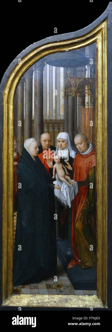Triptyque : La présentation au Temple par Adriaen Isenbrandt (1480-1551) peintre flamand de la Renaissance du Nord. En date du 16e siècle Banque D'Images