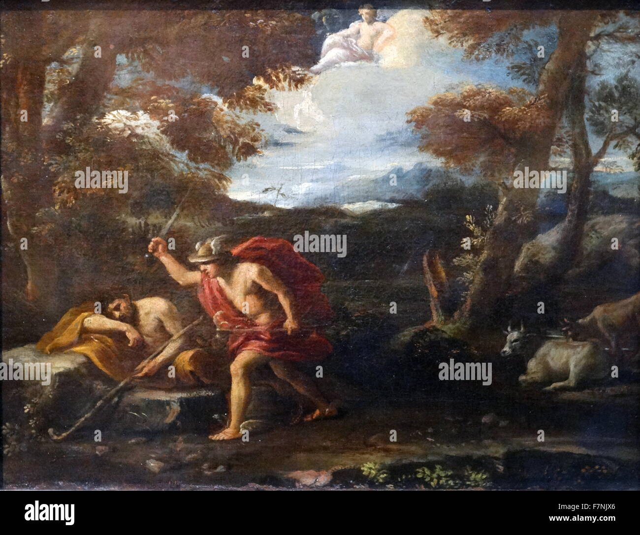 Mercure et Argus par Pier Francesco Mola (1612-1666) peintre italien du haut Baroque. En date du 17e siècle Banque D'Images