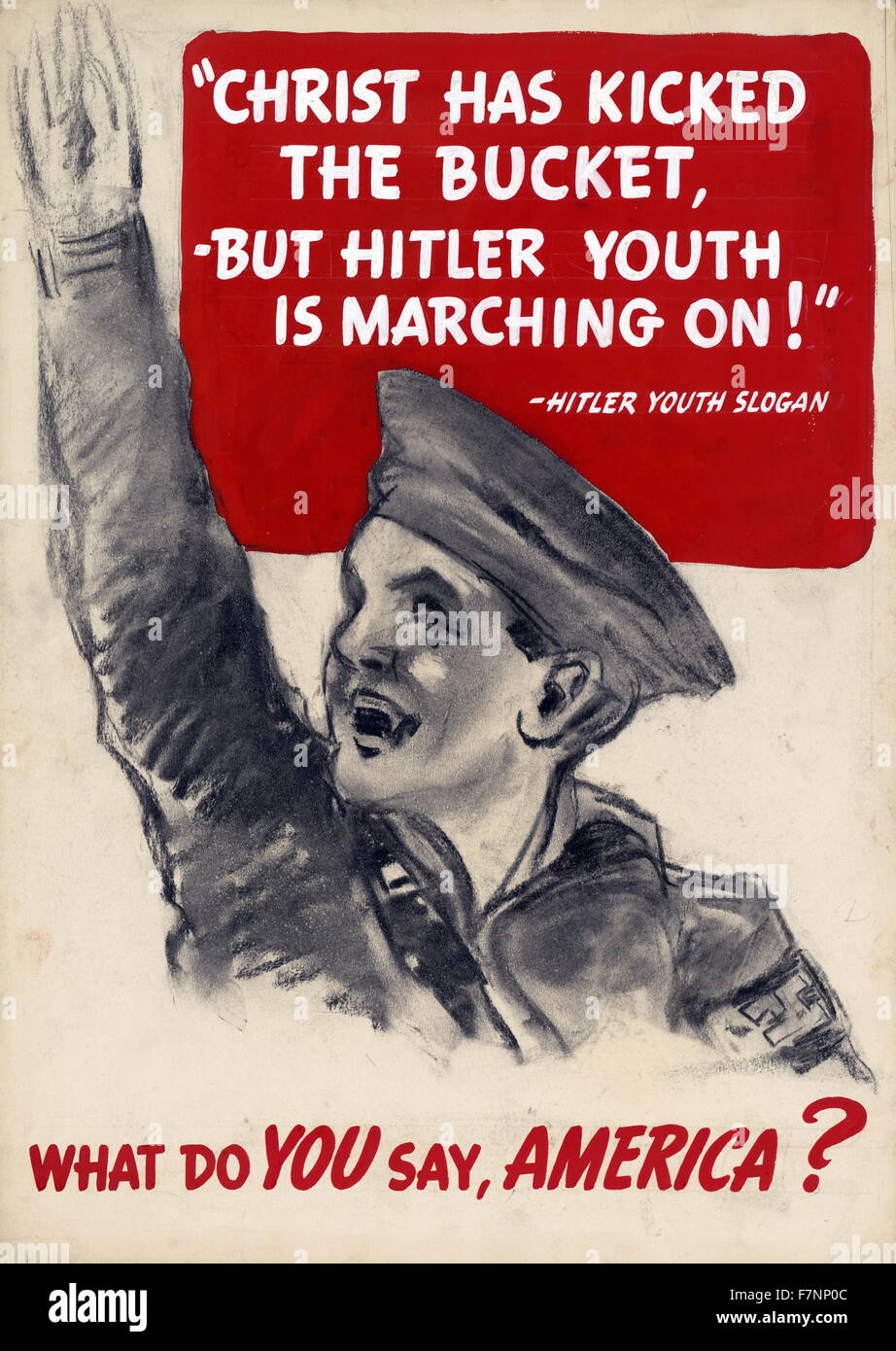Propagande américaine affiche représentant la jeunesse hitlérienne