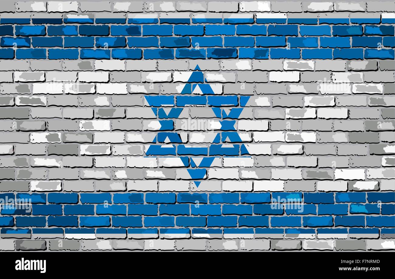 Grunge drapeau d'Israël sur un mur de briques Illustration de Vecteur