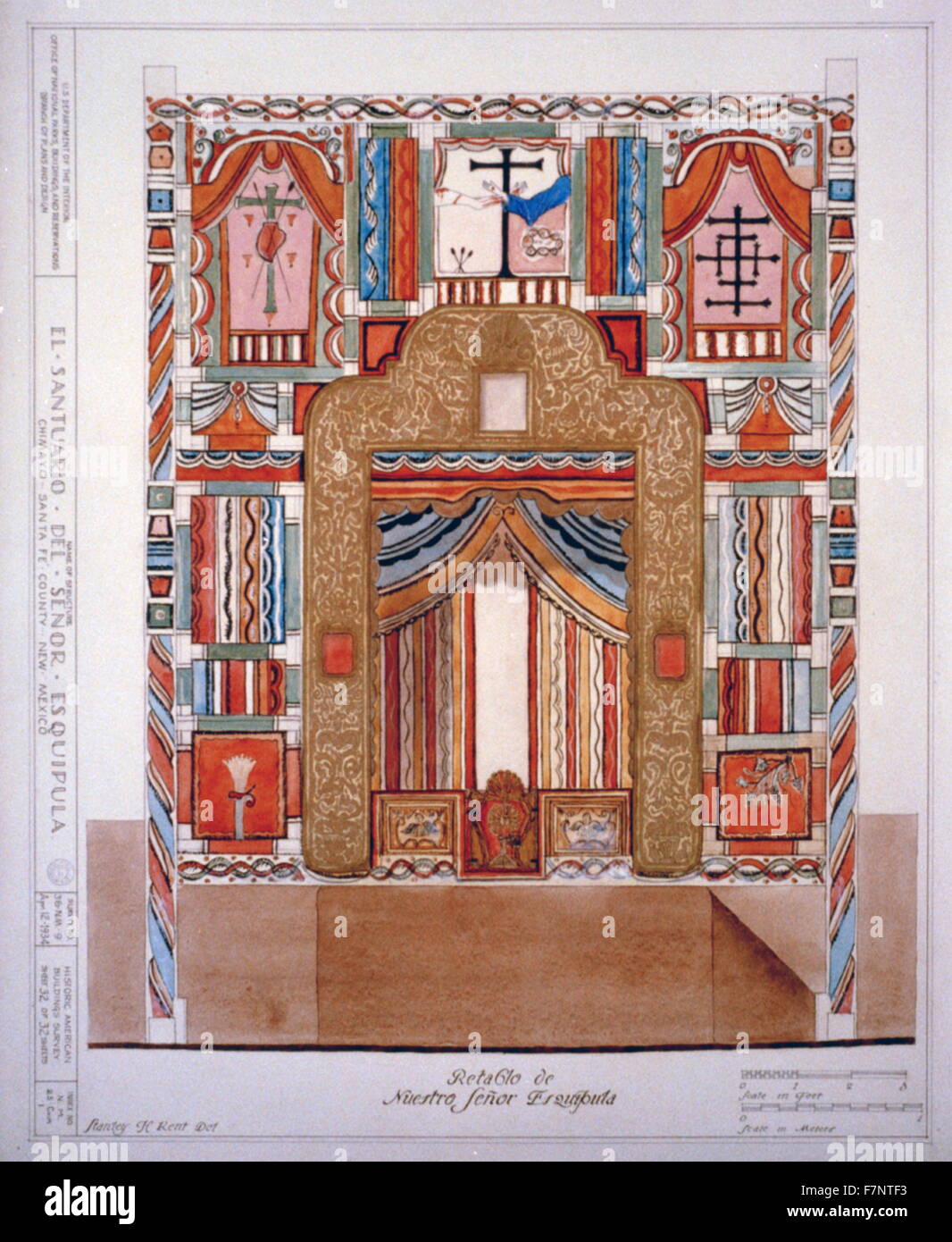 Illustration de l'intérieur d'El Santuario del Señor Esquipula Chimayo, Santa Fé, County, Nouveau Mexique. Datée 1900 Banque D'Images
