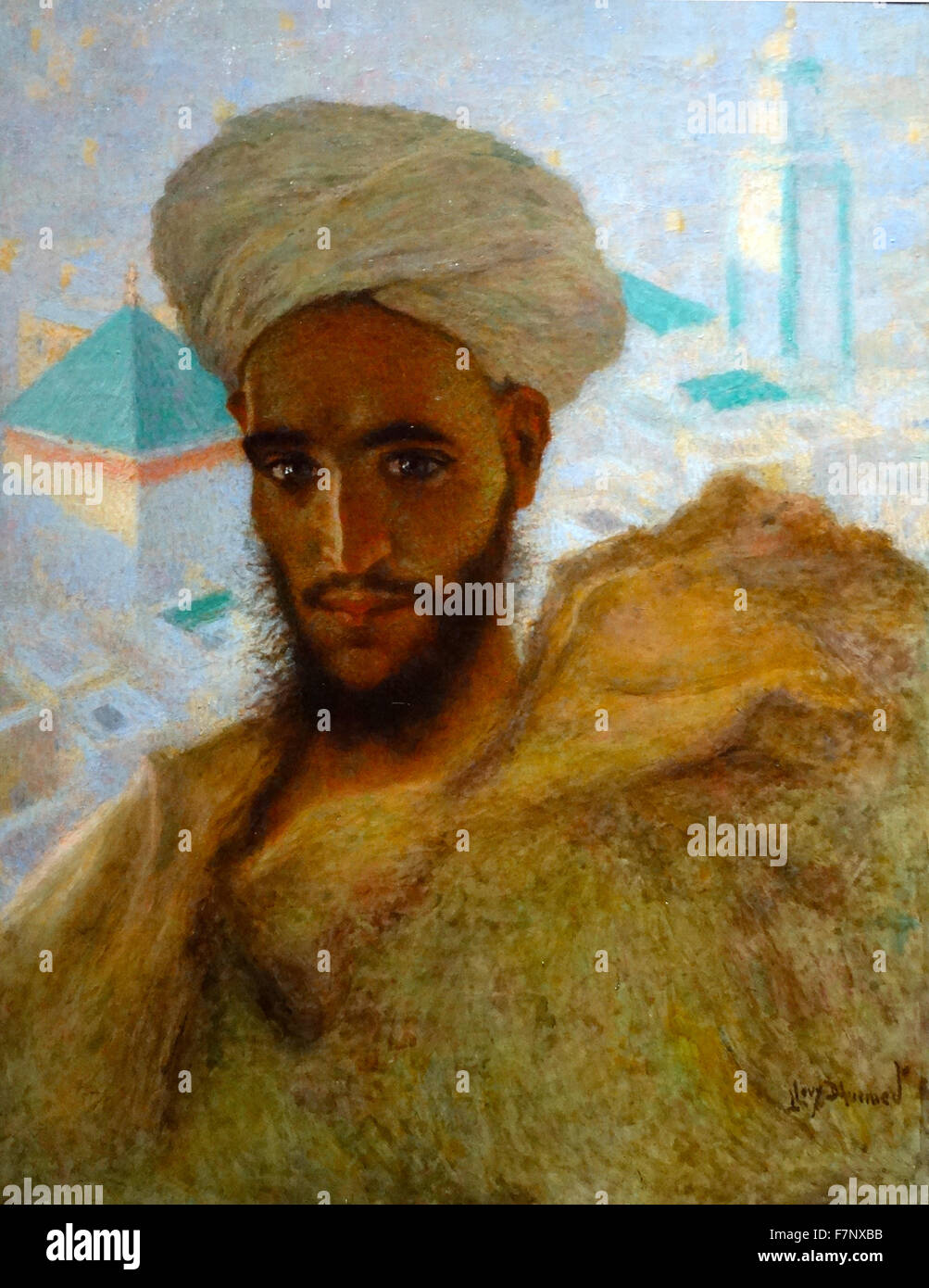 La peinture intitulée 'Le' marocain par Lucien Lévy-Dhurmer (1865-1953), symboliste Français/Art Nouveau, dont les oeuvres : peintures, dessins, céramiques, meubles et décoration d'intérieur. En date du 19e siècle Banque D'Images