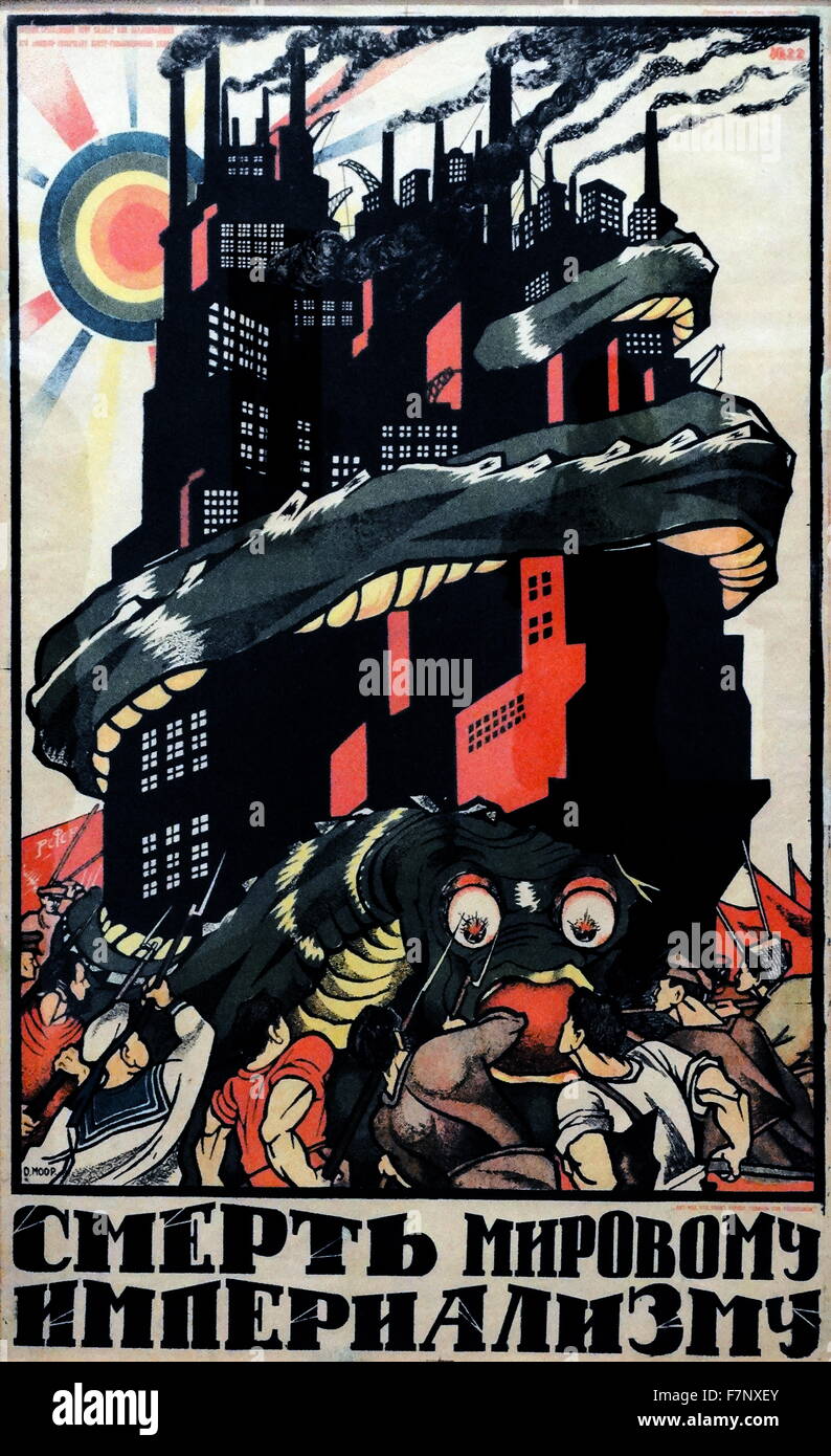 Russe, Soviet, affiches de propagande communiste "Mort à l'impérialisme mondial ' produit par Dimitri Moor (Orloff), 1919 . Banque D'Images