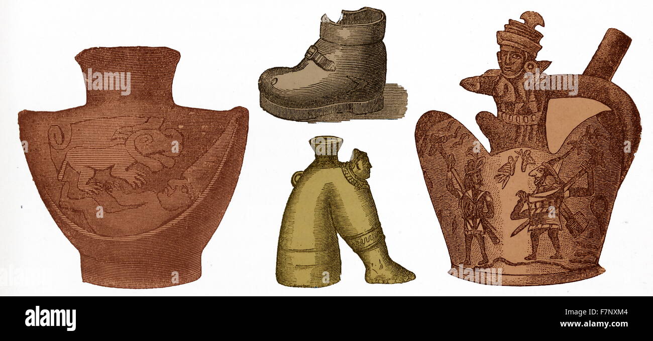 Inca péruvien artefacts poterie appelée au 19ème siècle Banque D'Images