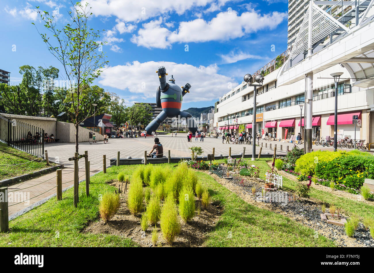 Le Japon, Kobe, géant Tetsujin 28-Go statue manga Banque D'Images
