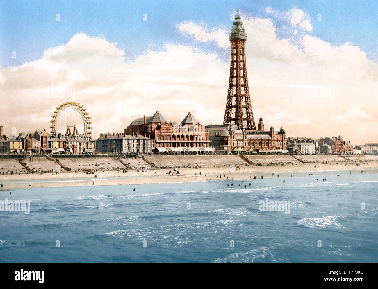 La tour de Blackpool et de North Pier, Blackpool, Angleterre 1900 Banque D'Images