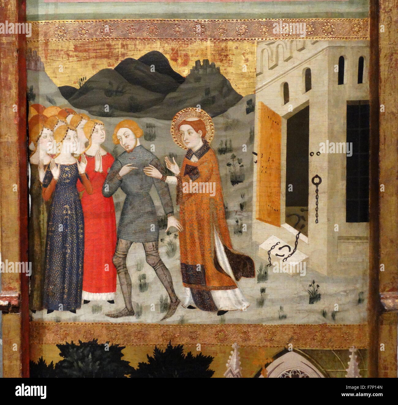 Retable de Saint Stephen par Jaime Serra (1358-1395) peintre catalan. En date du 14e siècle Banque D'Images