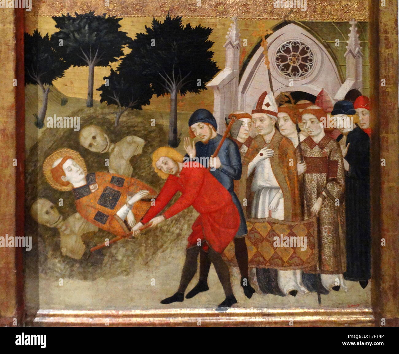 Retable de Saint Stephen par Jaime Serra (1358-1395) peintre catalan. En date du 14e siècle Banque D'Images