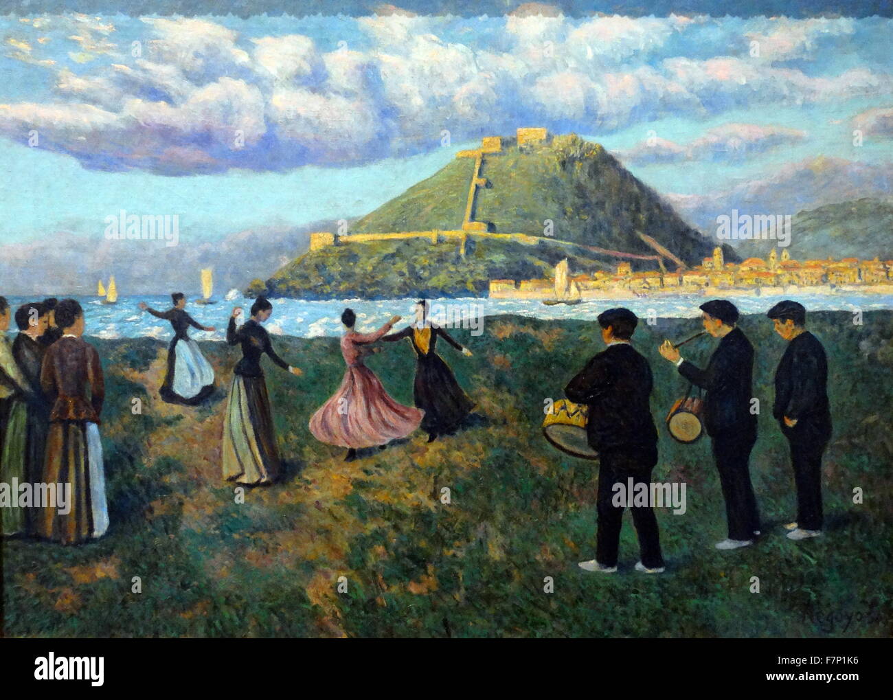 La peinture intitulée 'fête basque (danse à El Ville, San Sebastian) par Darío de Regoyos (1857-1913) peintre espagnol. De 1888 Banque D'Images