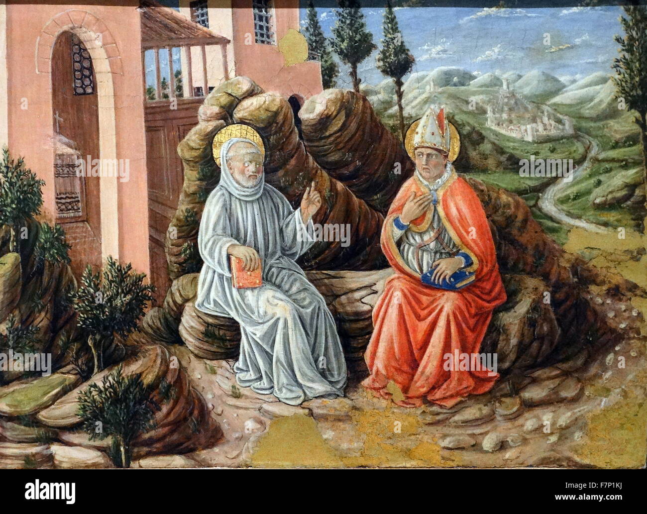 La peinture intitulée 'St. Benoît Sabi parle' de Giovanni Boccati (1420-1480) un peintre italien pendant le 15ème siècle. Datée 1473 Banque D'Images