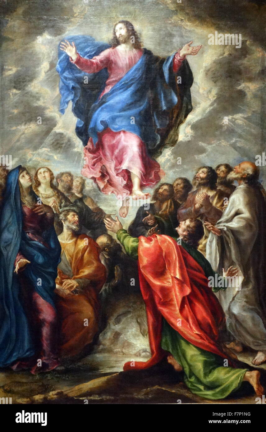 La peinture intitulée 'Ascension' représentant l'ascension du Christ. Par Francisco Camilo (1615-1673), peintre espagnol. En date du 17e siècle Banque D'Images