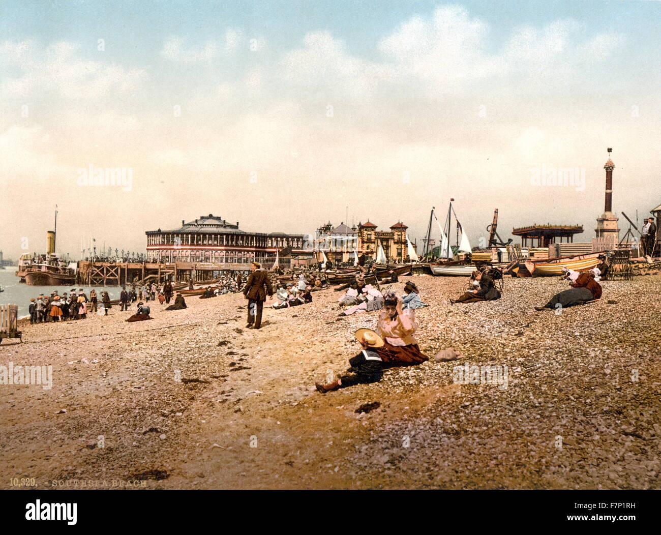La plage de Southsea, Angleterre 1890 Banque D'Images