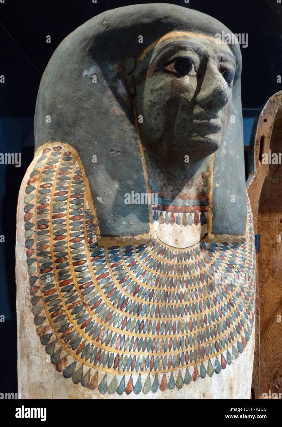 Cercueil en bois peint de l'Égypte ancienne. 26e dynastie, 664-525 av. Banque D'Images