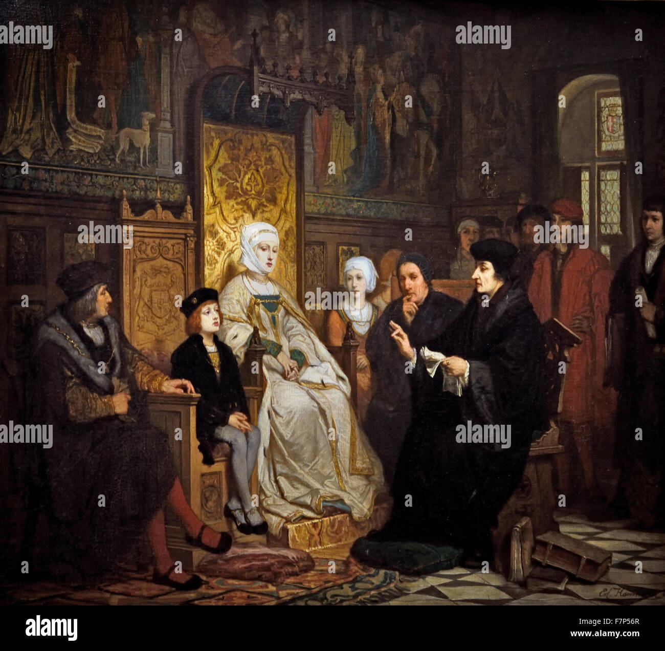 Enfance de Charles-Quint. Une lecture d'Erasme - l'enfance de Charles. Une lecture d'Erasmus 1863 - 1888 Edouard Hamman 1819 Belgique Banque D'Images