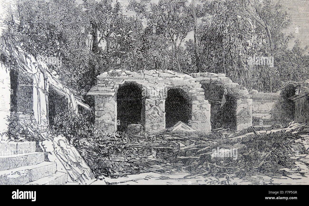 19e siècle dessin de Palenque une ville état maya dans le sud du Mexique qui ont fleuri au 7ème siècle. Les ruines de Palenque date ca. 226 BC à ca. Annonce 799 Banque D'Images