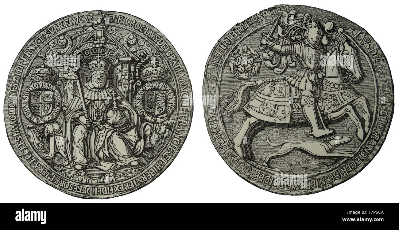 HENRY VIII (1491-1547) Roi d'Angleterre à partir de 1509 Gravure de son grand sceau Banque D'Images