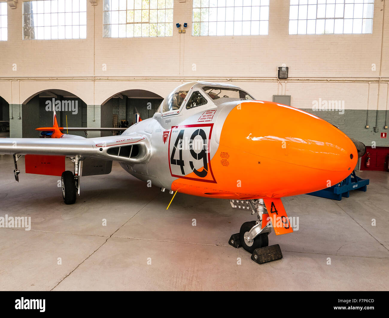 De Havilland Vampire d'avions d'entraînement à réaction à Duxford Museum Banque D'Images