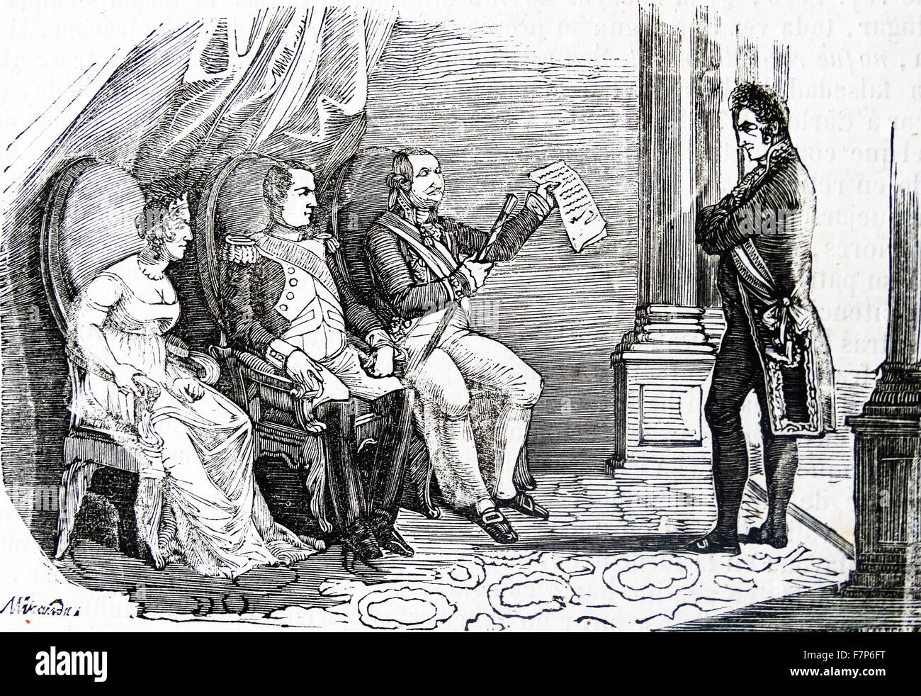 L'empereur français Napoléon conservé Ferdinand VII d'Espagne sous bonne garde en France pendant six ans au château de Valençay. Banque D'Images L'empereur français Napoléon conservé Ferdinand VII d'Espagne sous bonne garde en France pendant six ans au château de Valençay. Banque D'Images