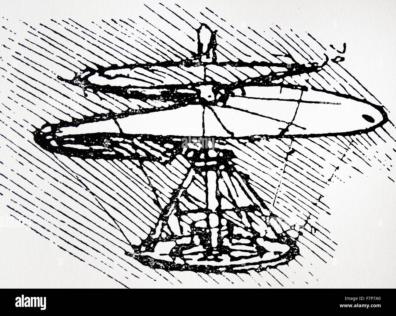 Leonardo da Vinci - conception d'un hélicoptère vis Archimedian Banque D'Images