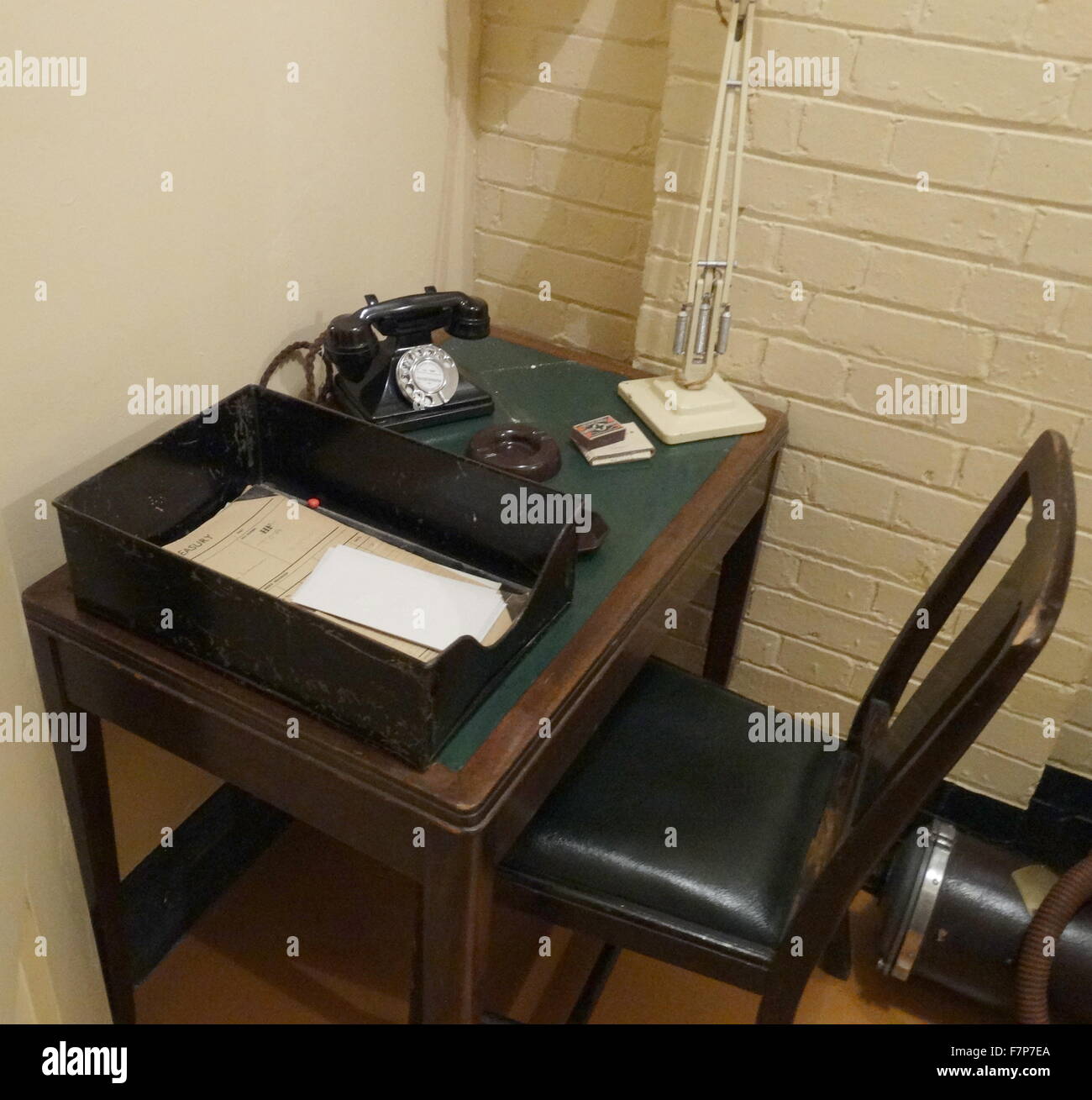 Chambre à coucher dans les Cabinet War Rooms bunker, Londres ; l'Angleterre. La guerre chambres étaient utilisés par le gouvernement britannique en tant que protection des ministres de premier plan au cours de la seconde guerre mondiale. Banque D'Images