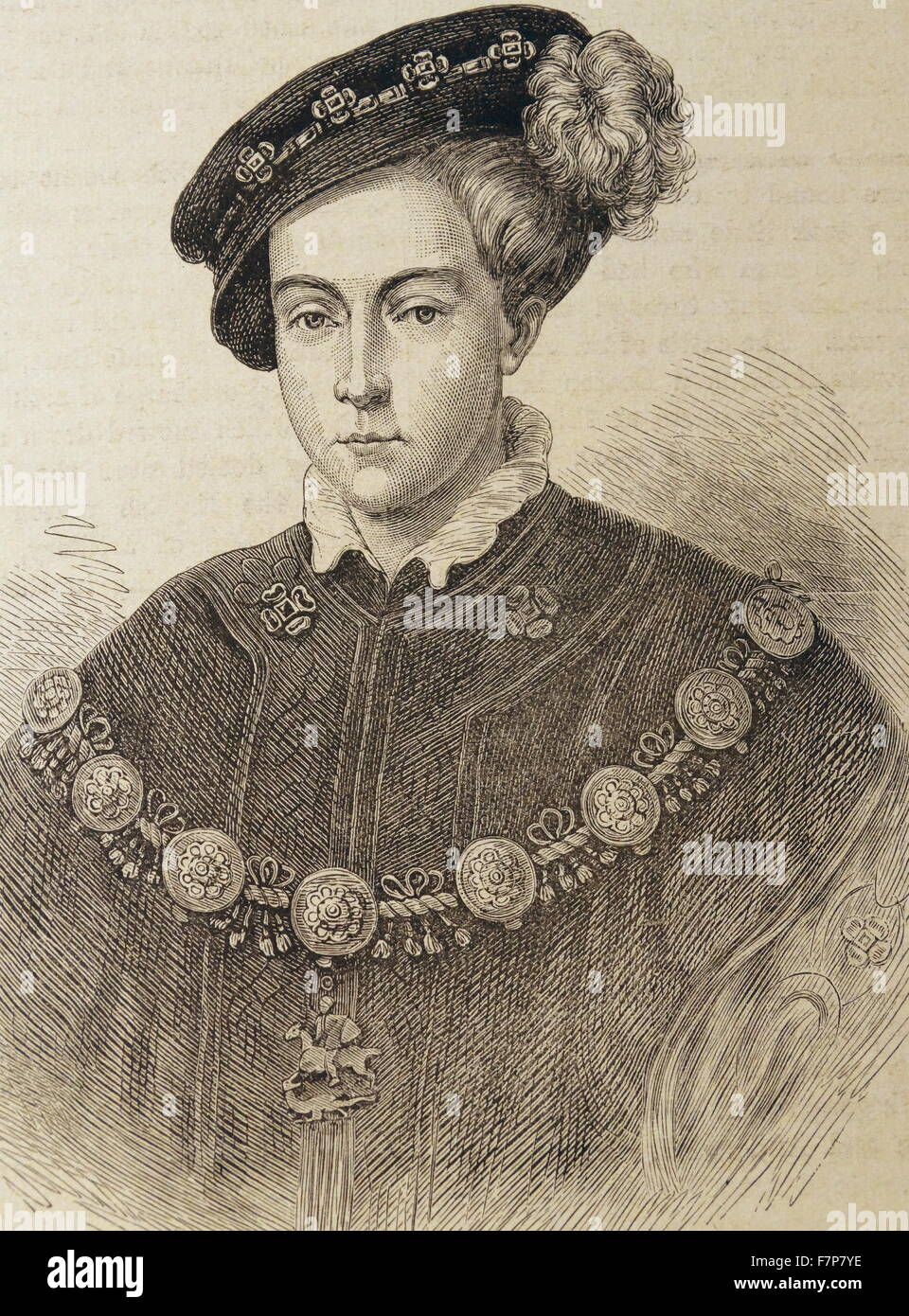 Édouard VI - 1537-53. Fils de Henri VIII et de Jane Seymour. Accéda au trône à la mort de son père en 1547. Banque D'Images