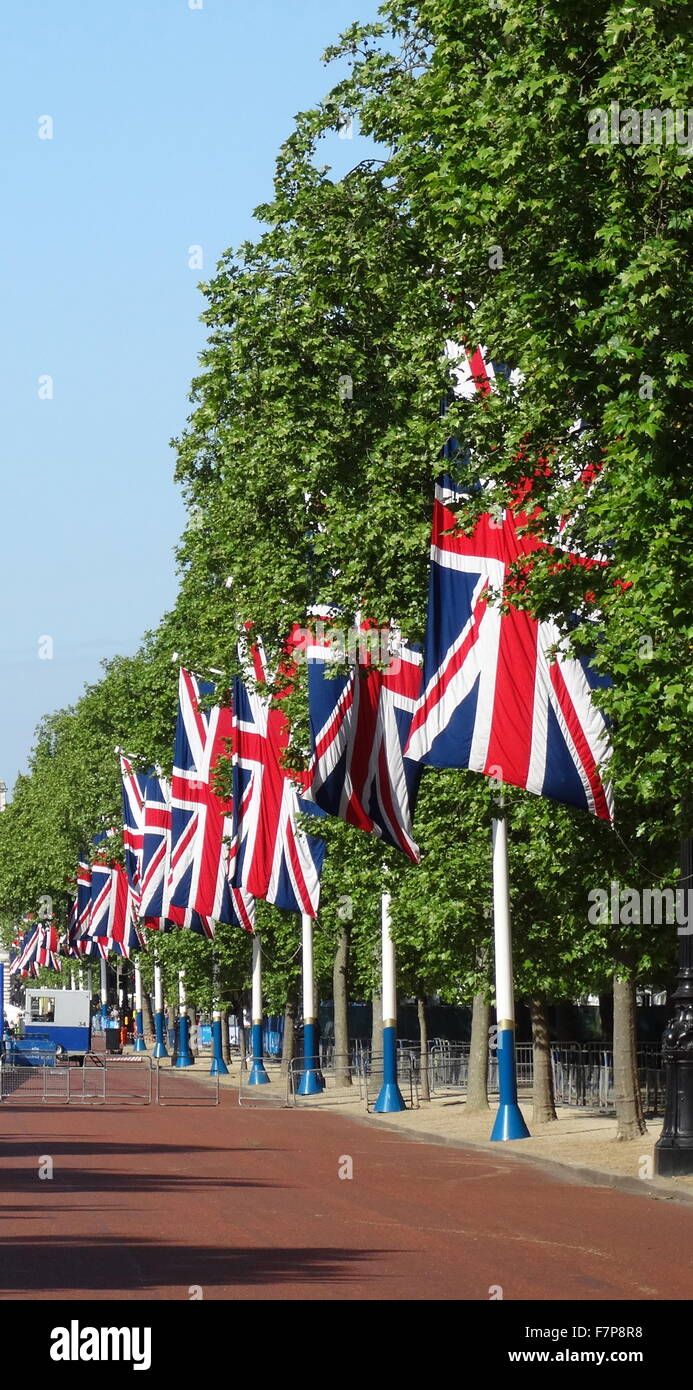 Union Jack flag dans le Mall, Londres Banque D'Images