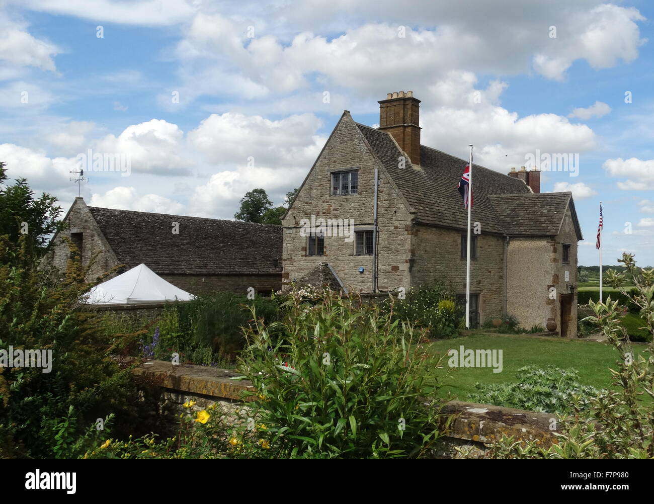 Le Manoir Sulgrave anglais Tudor, maison ancestrale de la famille de George Washington (Ist président des USA). La maison a été construite en 1540-60. Banque D'Images